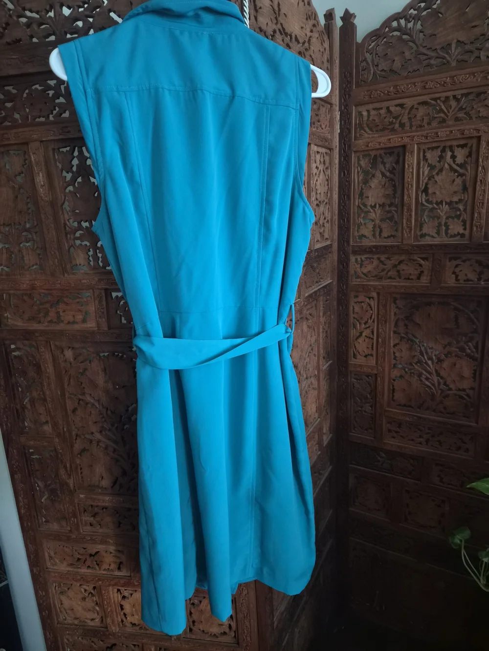Calvin Klein Emerald Green Asymmetrical Zip Belted Sheath Dress